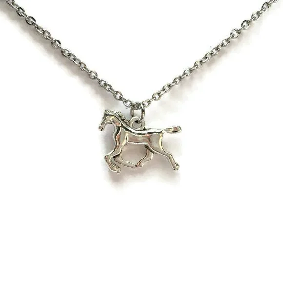 🐴 Horse Pony Necklace Tibetan Silver charm Stainless Steel chain 🐎 4for$20 - Picture 2 of 7